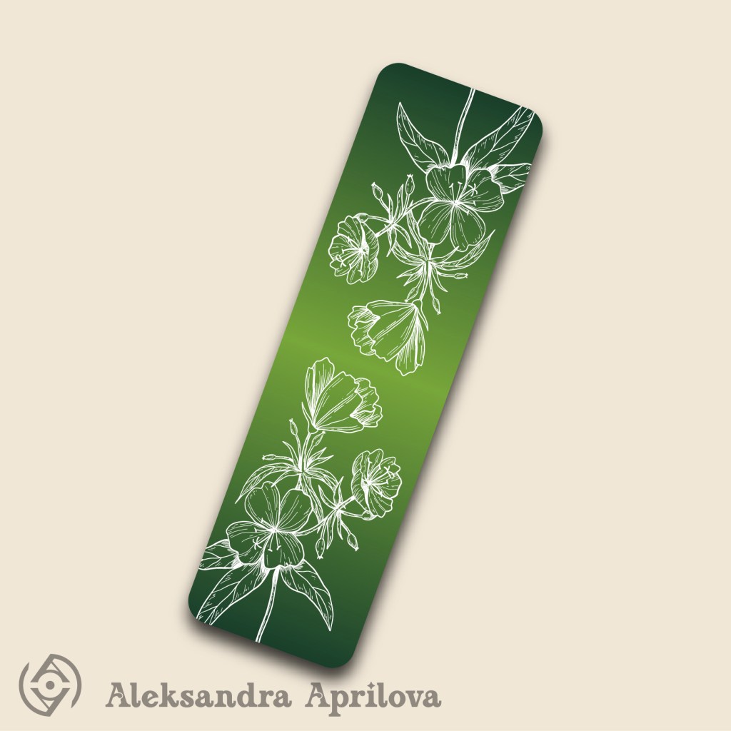 Книгоразделител „Цветна лятна градина в маслинено&nbsp;зелено“