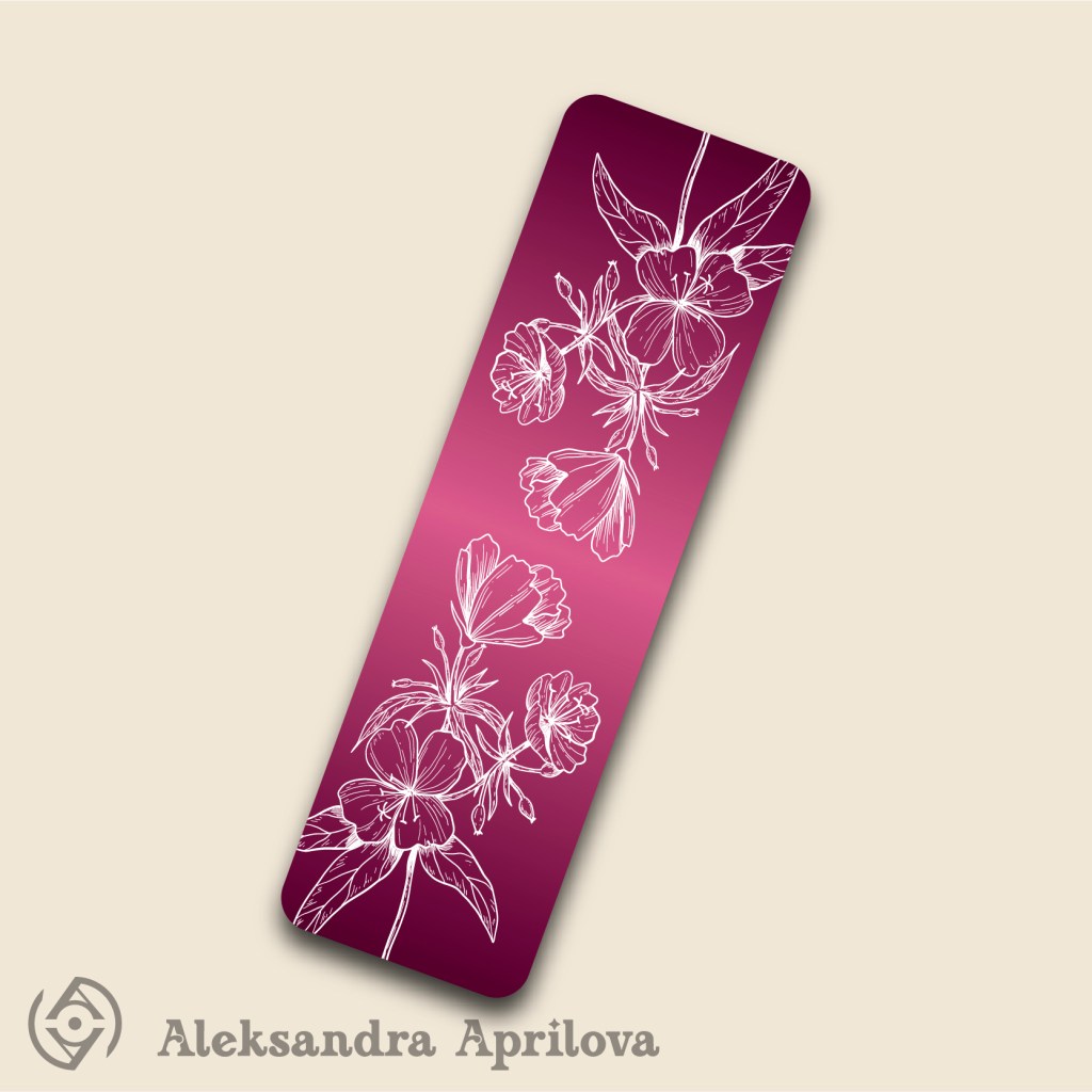 Книгоразделител „Цветна лятна градина във винено&nbsp;червено“