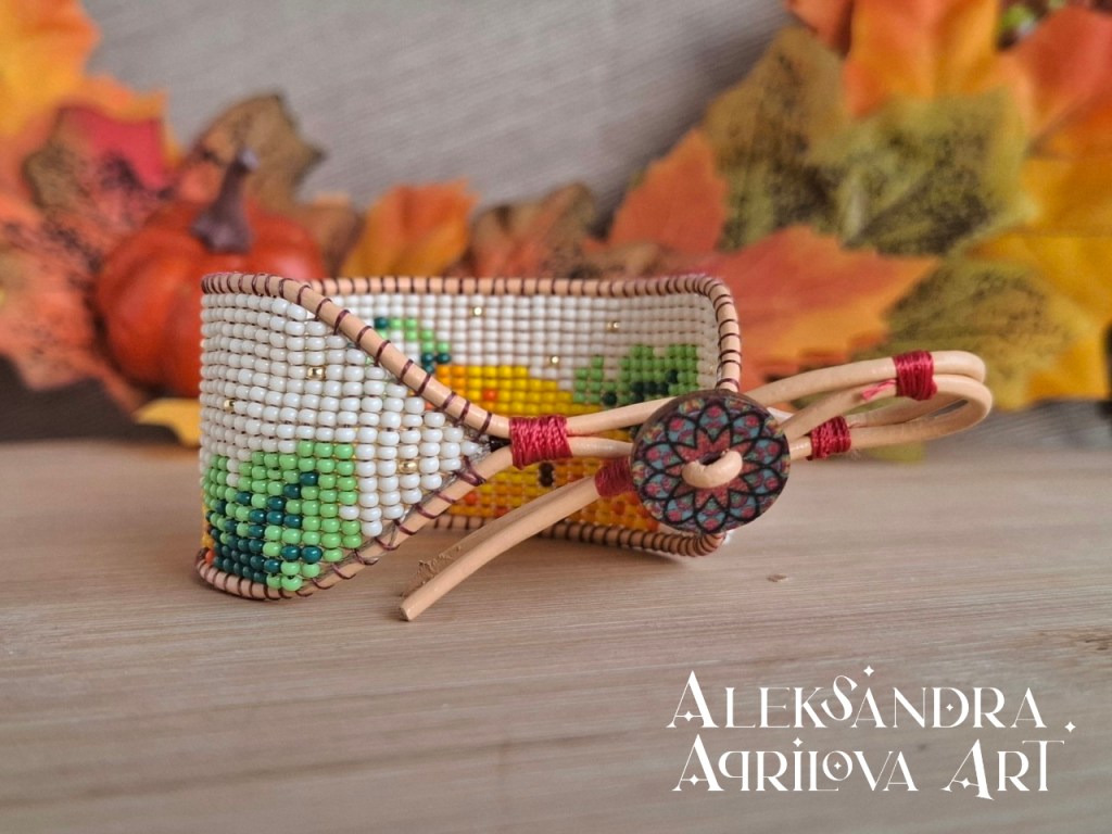 Ръчно изработена гривна от чешки мъниста "Тиквена приказка" - Александра Априлова